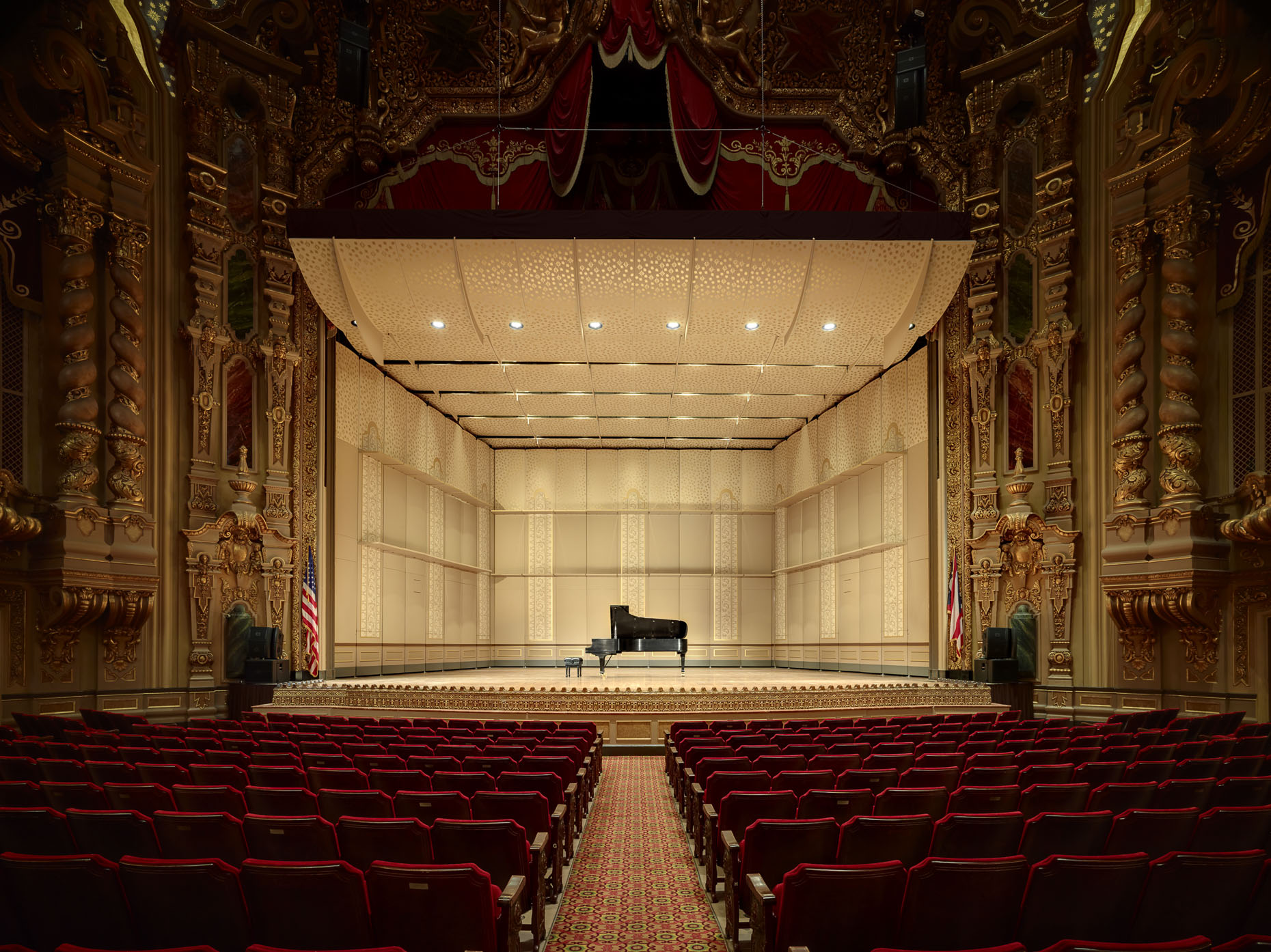 The Ohio Theater Orchestral Band Shell by Rogers Krajnak Architects photographed by BRad Feinknopf based in Columbus, Ohio
